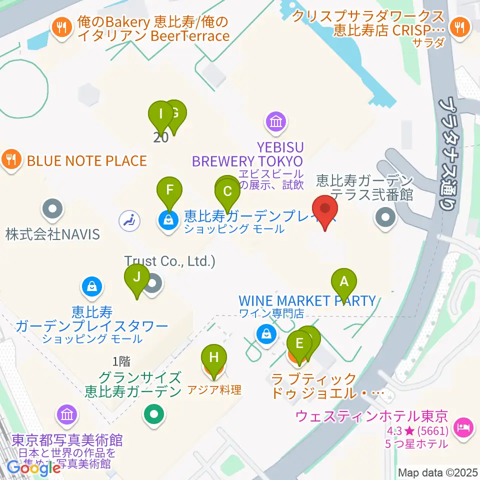 恵比寿ガーデンシネマ周辺のファミレス・ファーストフード一覧地図
