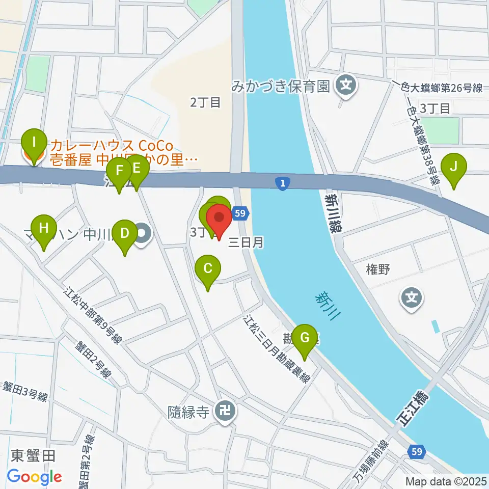 シネマワールド中川周辺のファミレス・ファーストフード一覧地図