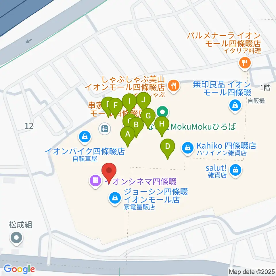 イオンシネマ四條畷周辺のファミレス・ファーストフード一覧地図