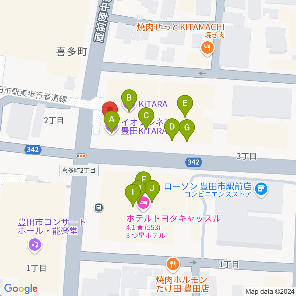 イオンシネマ豊田KiTARA周辺のファミレス・ファーストフード一覧地図