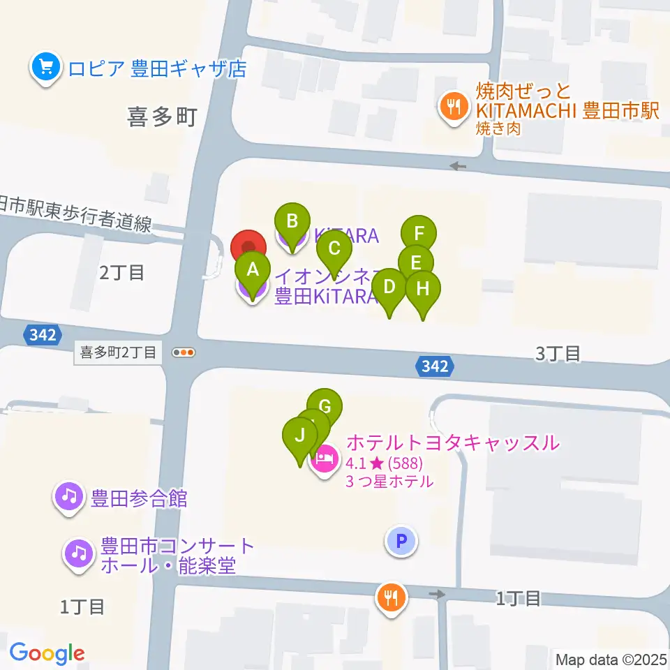 イオンシネマ豊田KiTARA周辺のファミレス・ファーストフード一覧地図