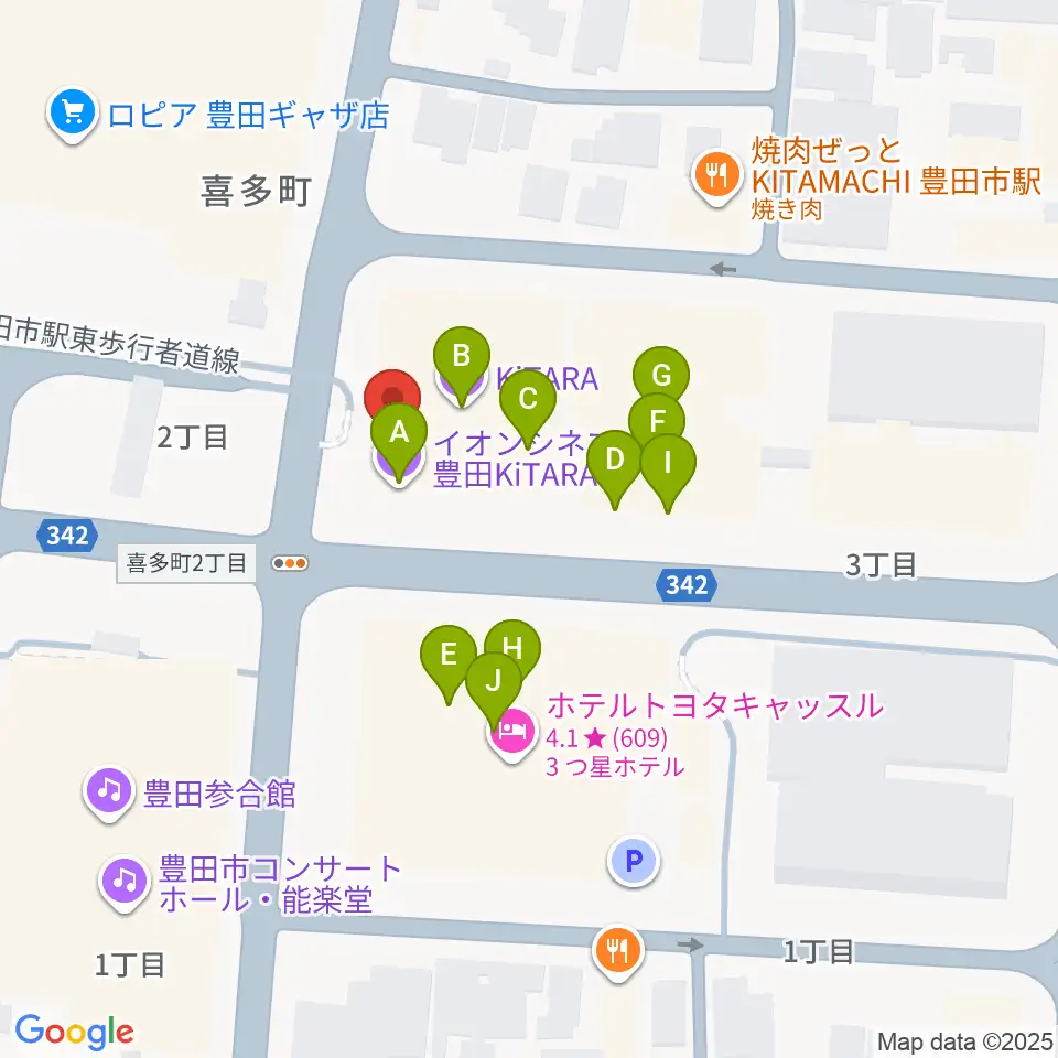 イオンシネマ豊田KiTARA周辺のファミレス・ファーストフード一覧地図