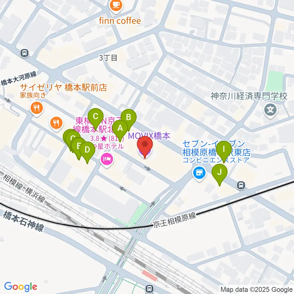 MOVIX橋本周辺のファミレス・ファーストフード一覧地図