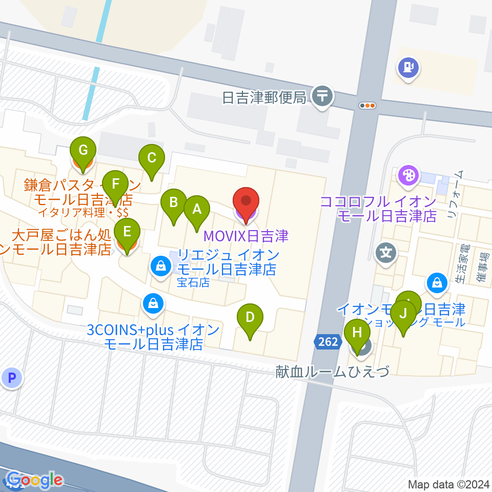 MOVIX日吉津周辺のファミレス・ファーストフード一覧地図