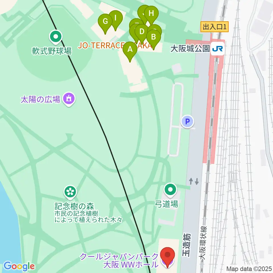 クールジャパンパーク大阪周辺のファミレス・ファーストフード一覧地図