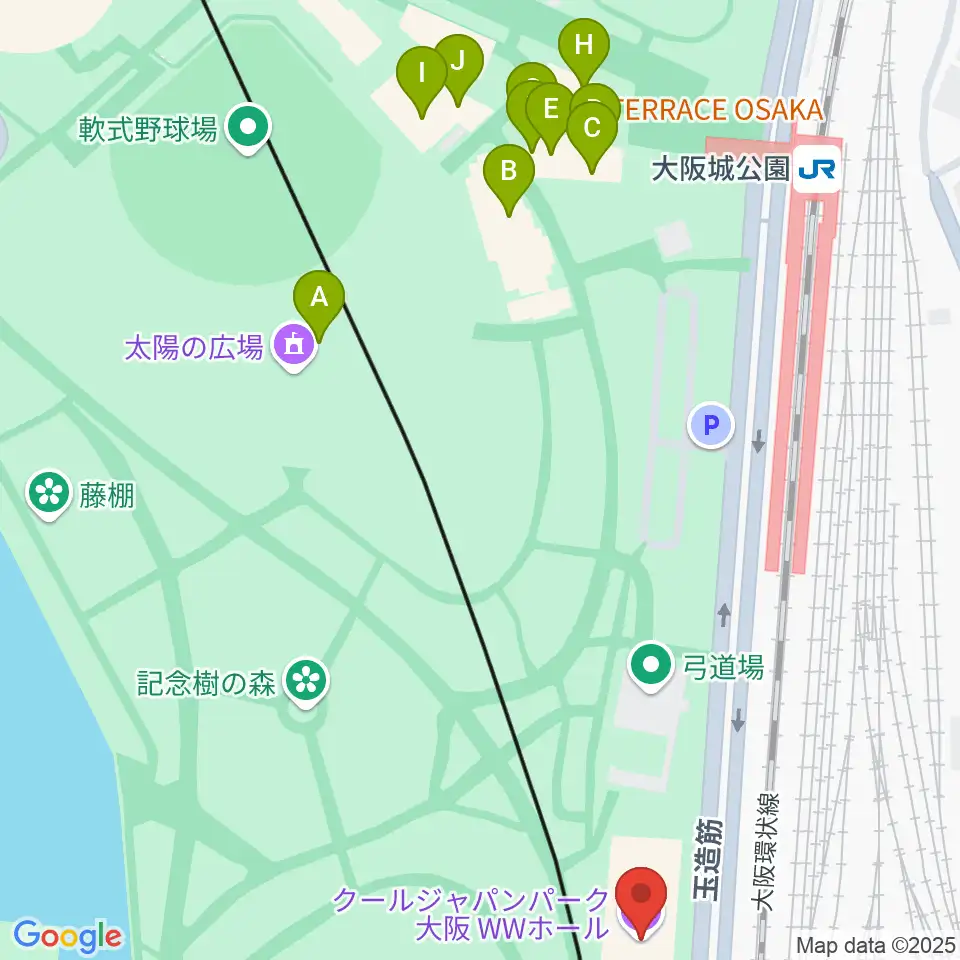 クールジャパンパーク大阪周辺のファミレス・ファーストフード一覧地図