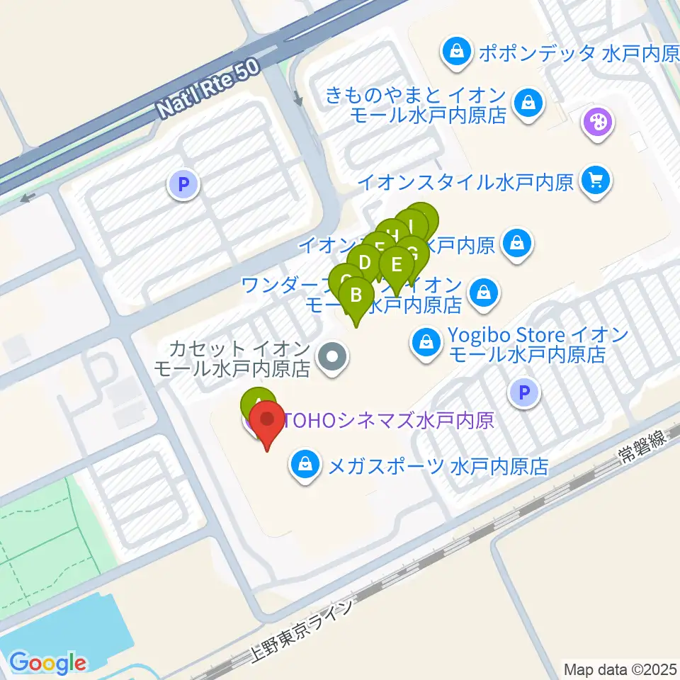 TOHOシネマズ水戸内原周辺のファミレス・ファーストフード一覧地図