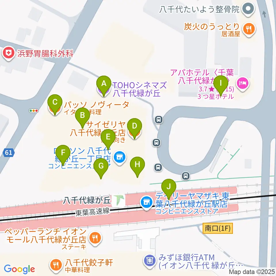 TOHOシネマズ八千代緑が丘周辺のファミレス・ファーストフード一覧地図