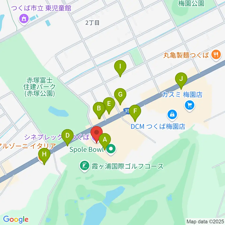 シネプレックスつくば周辺のファミレス・ファーストフード一覧地図