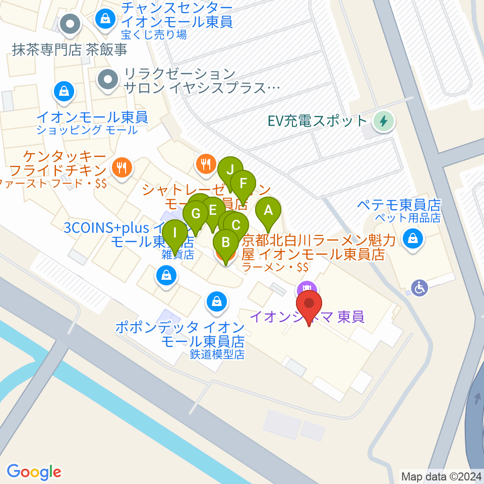 イオンシネマ東員周辺のファミレス・ファーストフード一覧地図