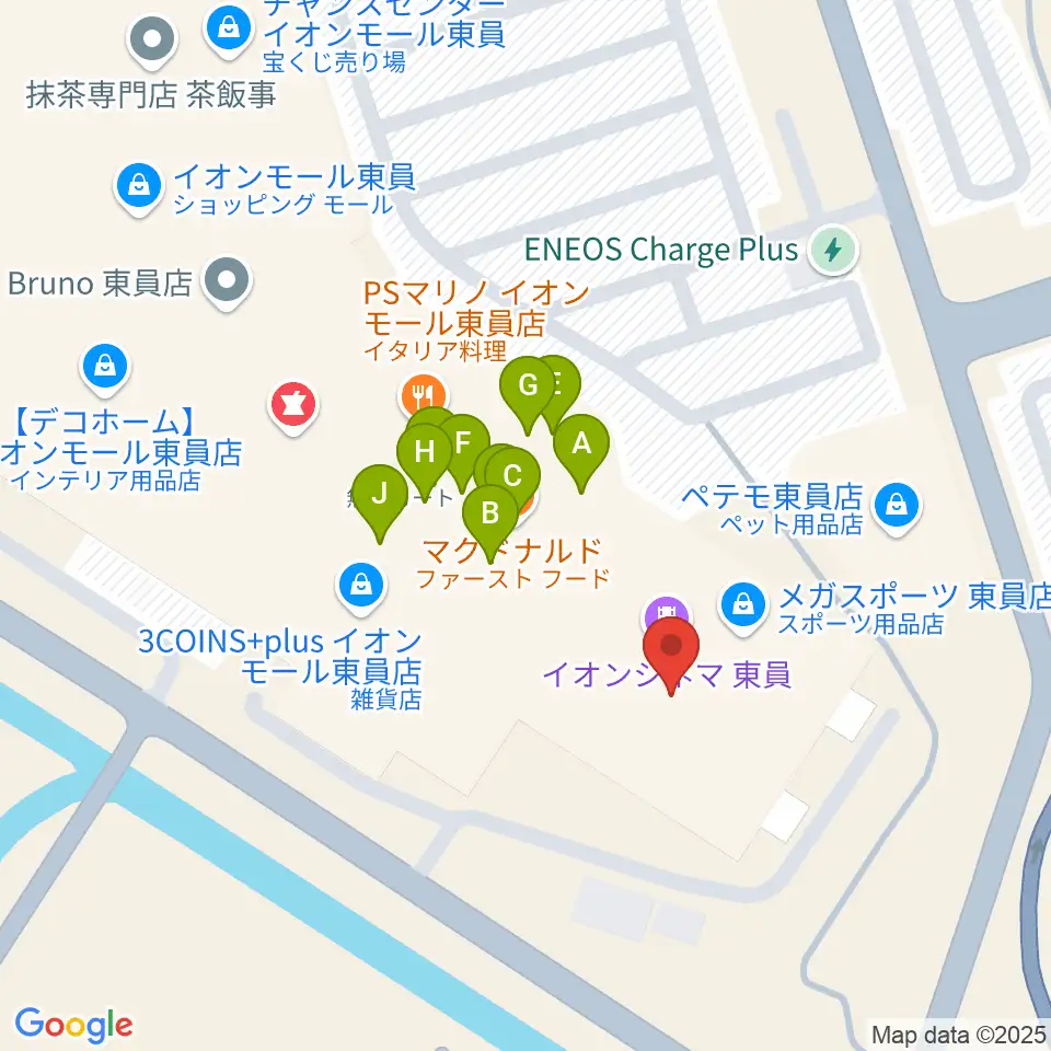 イオンシネマ東員周辺のファミレス・ファーストフード一覧地図