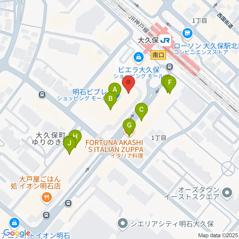 イオンシネマ明石周辺のファミレス・ファーストフード一覧地図