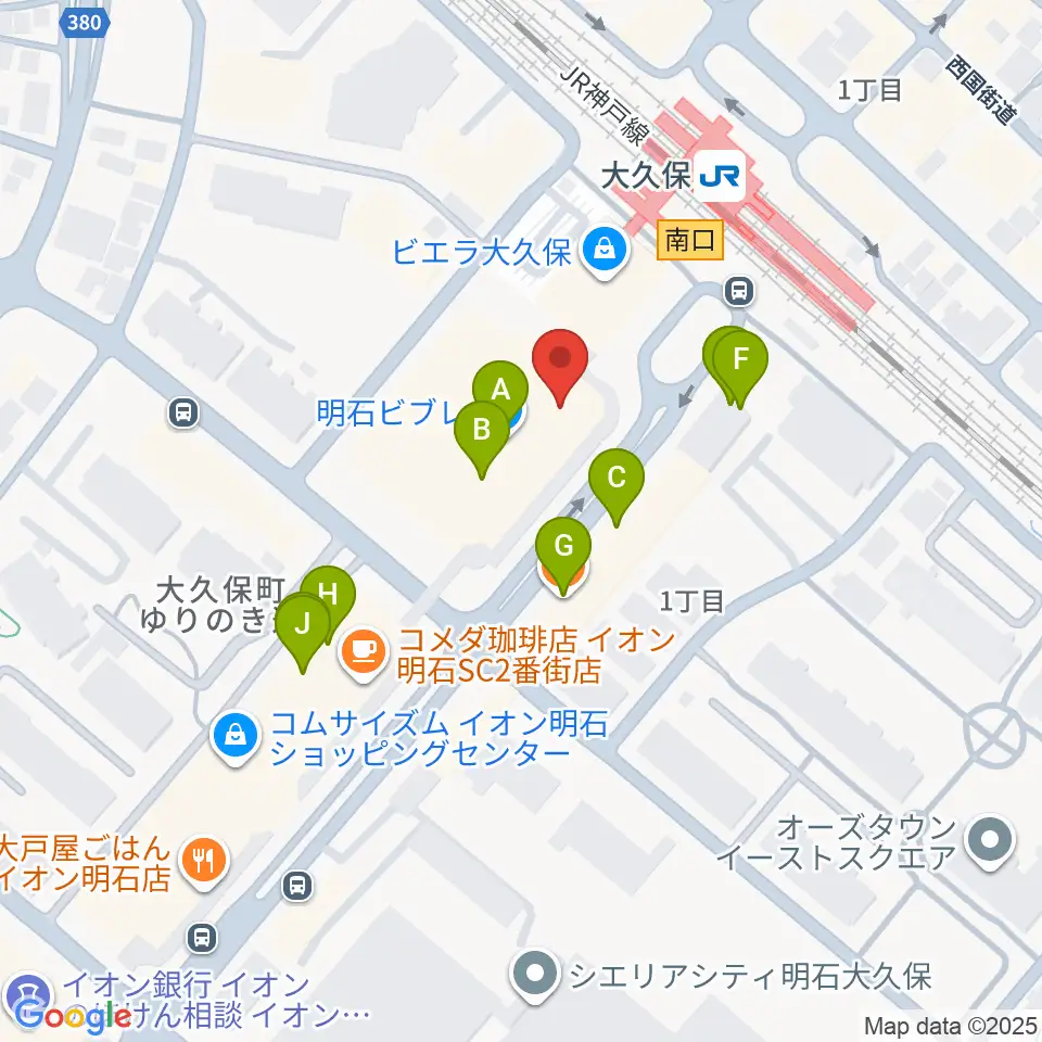 イオンシネマ明石周辺のファミレス・ファーストフード一覧地図