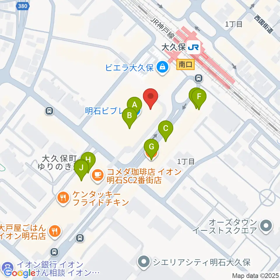 イオンシネマ明石周辺のファミレス・ファーストフード一覧地図