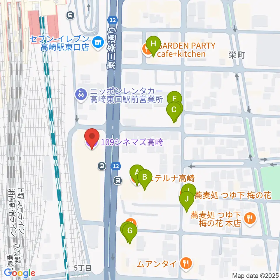 109シネマズ高崎周辺のファミレス・ファーストフード一覧地図