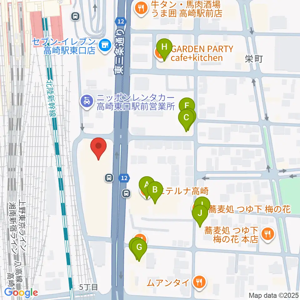 109シネマズ高崎周辺のファミレス・ファーストフード一覧地図