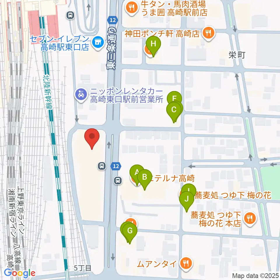 109シネマズ高崎周辺のファミレス・ファーストフード一覧地図