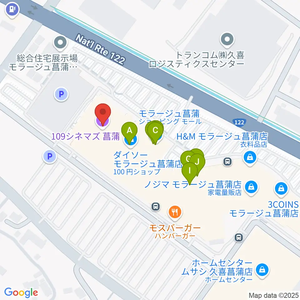 109シネマズ菖蒲周辺のファミレス・ファーストフード一覧地図