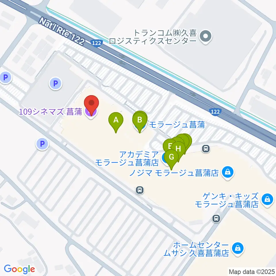 109シネマズ菖蒲周辺のファミレス・ファーストフード一覧地図