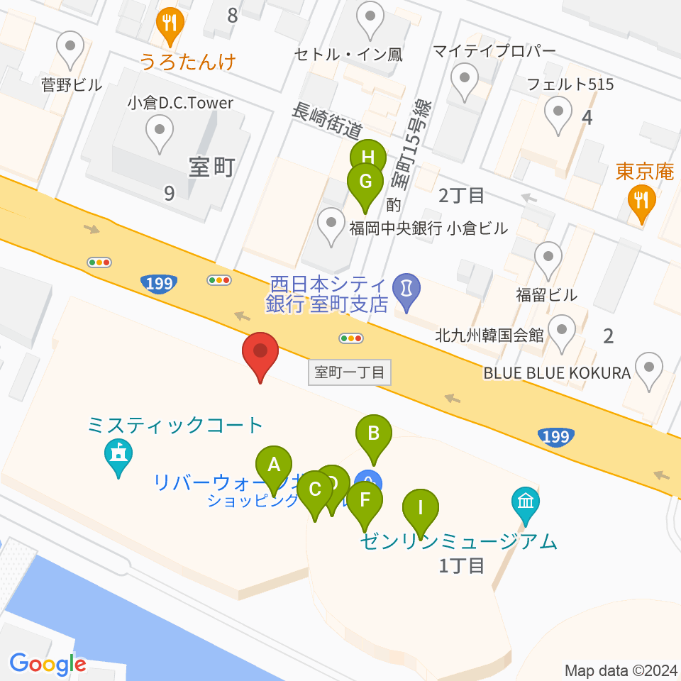 T・ジョイ リバーウォーク北九州周辺のファミレス・ファーストフード一覧地図