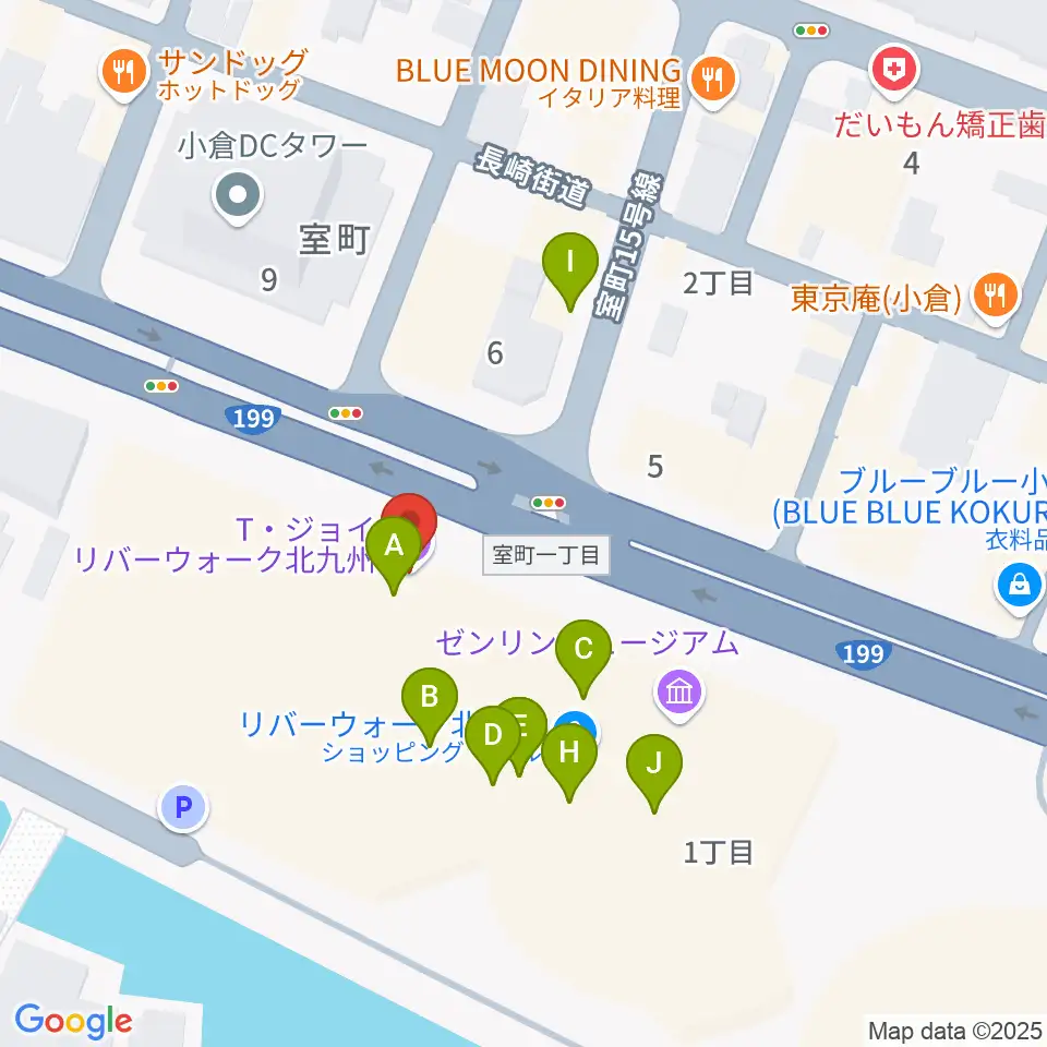 T・ジョイ リバーウォーク北九州周辺のファミレス・ファーストフード一覧地図