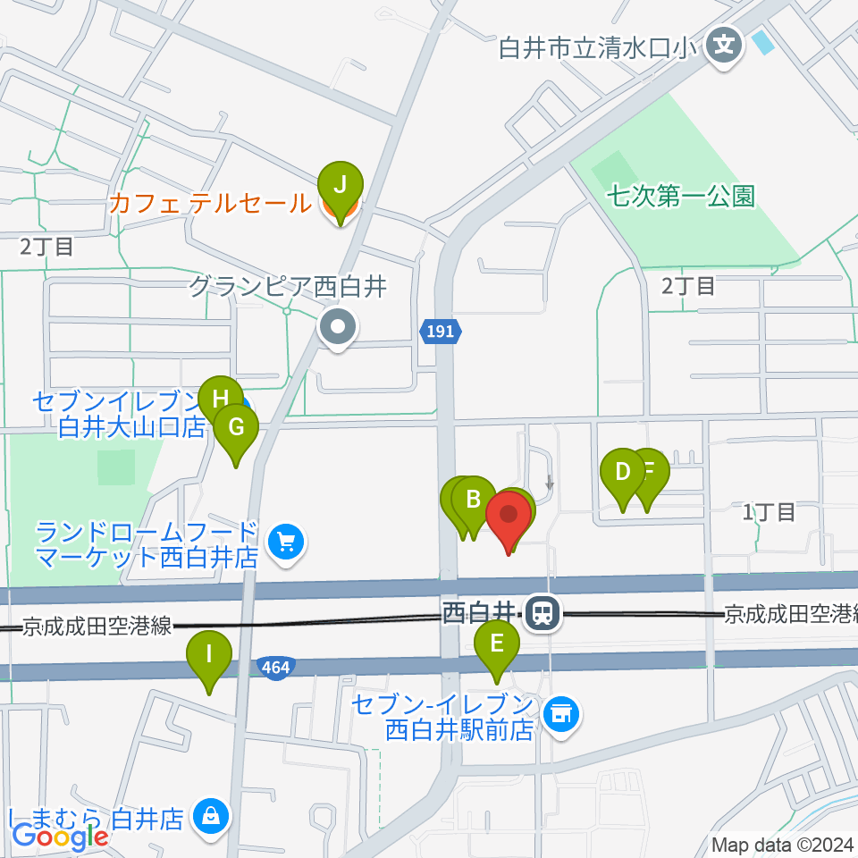 アンズハウス周辺のファミレス・ファーストフード一覧地図