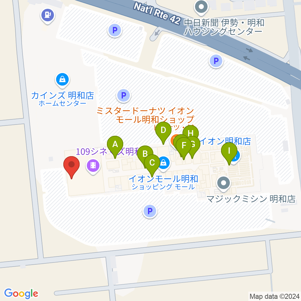 109シネマズ明和周辺のファミレス・ファーストフード一覧地図