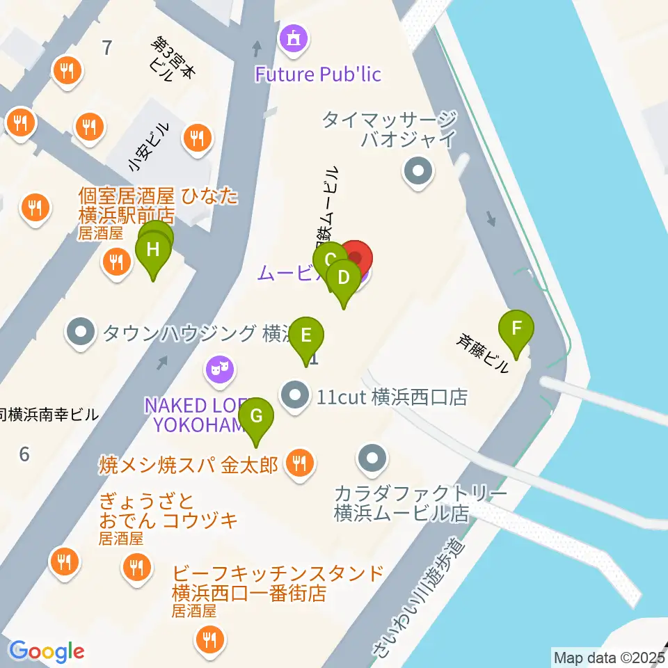 ムービル周辺のファミレス・ファーストフード一覧地図