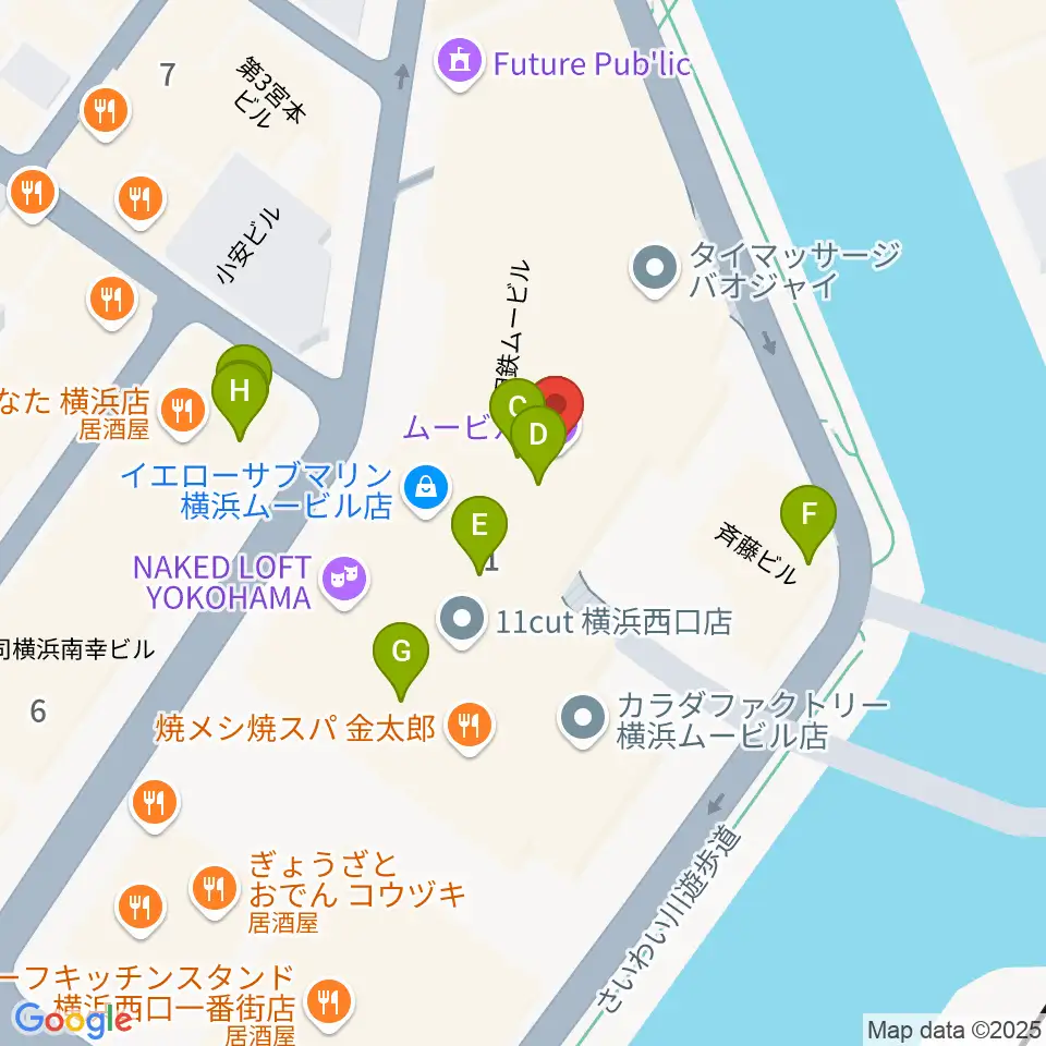 ムービル周辺のファミレス・ファーストフード一覧地図