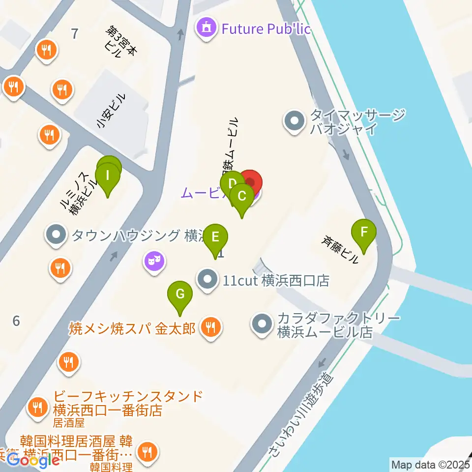 ムービル周辺のファミレス・ファーストフード一覧地図