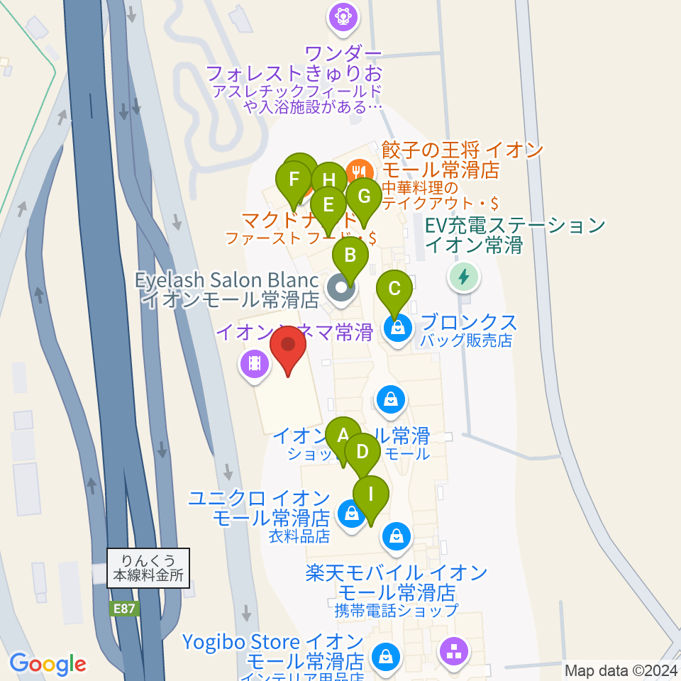 イオンシネマ常滑周辺のファミレス・ファーストフード一覧地図