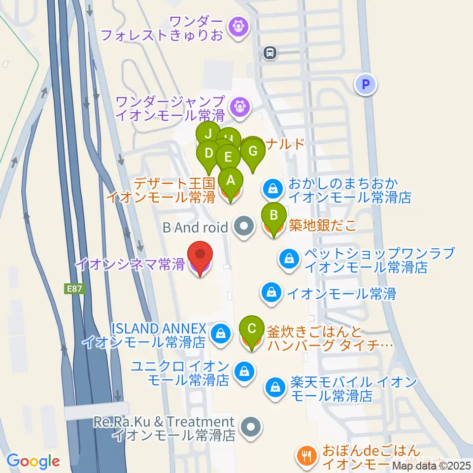 イオンシネマ常滑周辺のファミレス・ファーストフード一覧地図