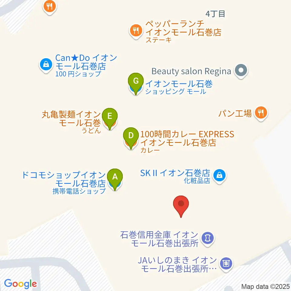 イオンシネマ石巻周辺のファミレス・ファーストフード一覧地図