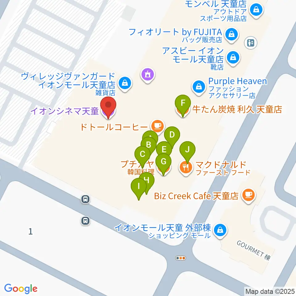 イオンシネマ天童周辺のファミレス・ファーストフード一覧地図