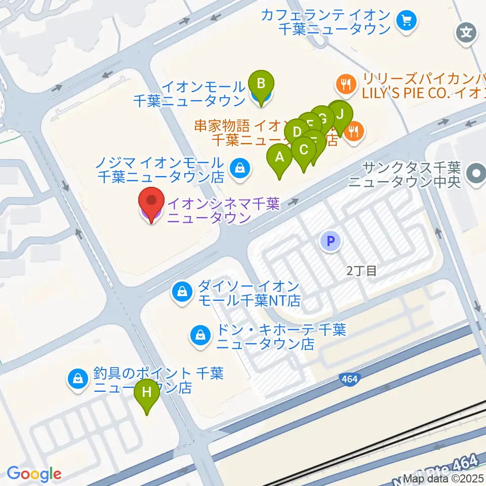 イオンシネマ千葉ニュータウン周辺のファミレス・ファーストフード一覧地図