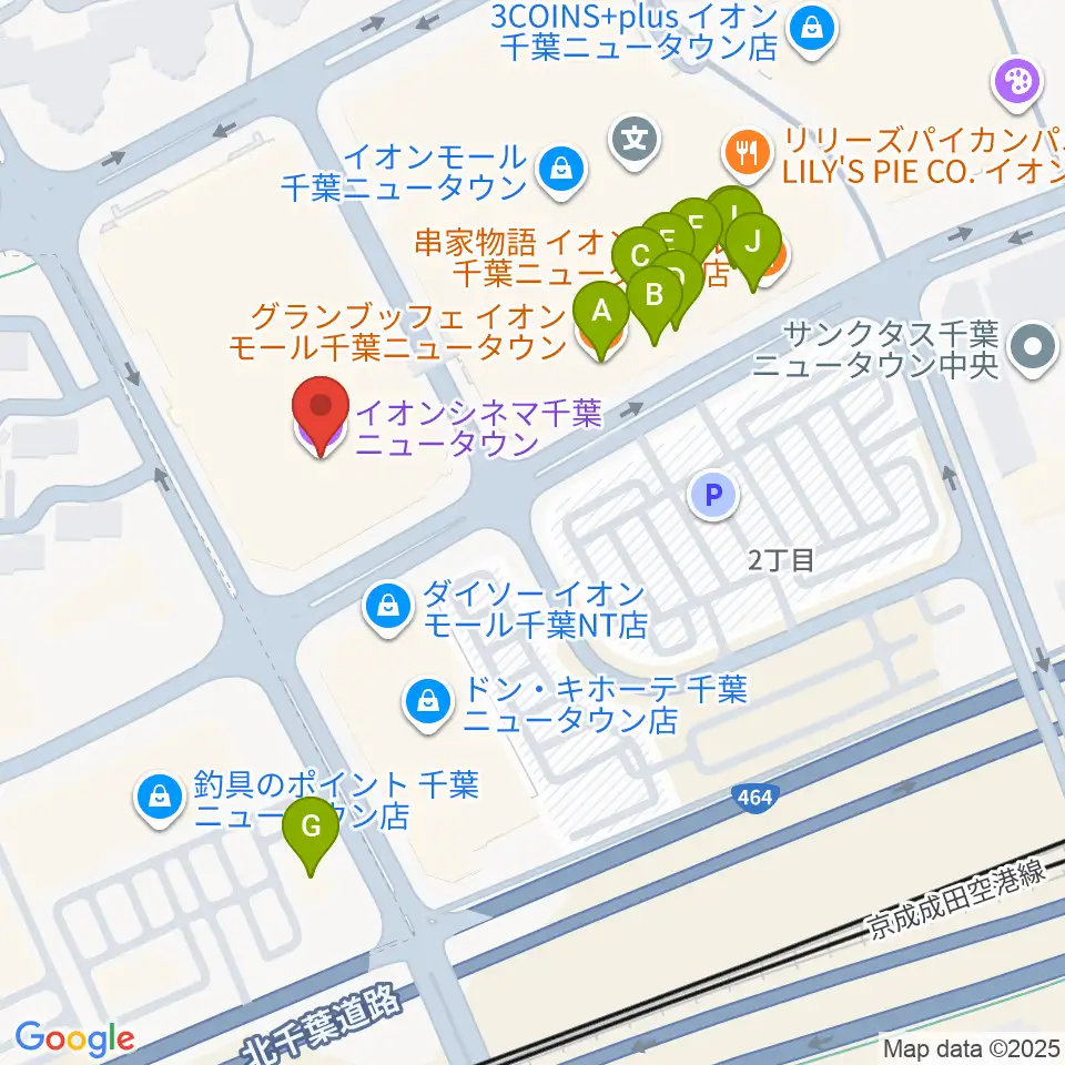 イオンシネマ千葉ニュータウン周辺のファミレス・ファーストフード一覧地図