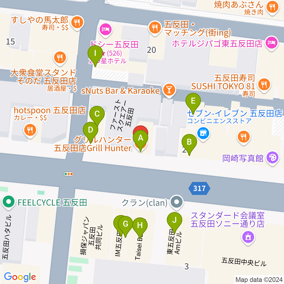 弾き語りbar ピストル周辺のファミレス・ファーストフード一覧地図