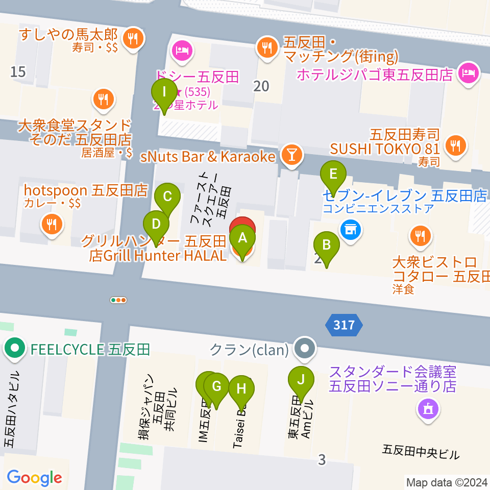 弾き語りbar ピストル周辺のファミレス・ファーストフード一覧地図