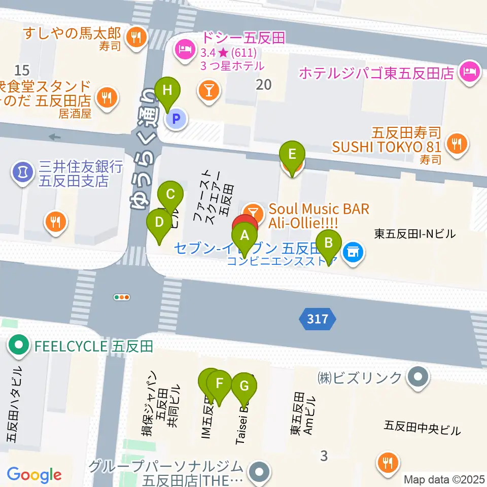 弾き語りbar ピストル周辺のファミレス・ファーストフード一覧地図