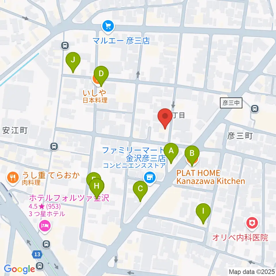 金沢Tsudoh周辺のファミレス・ファーストフード一覧地図