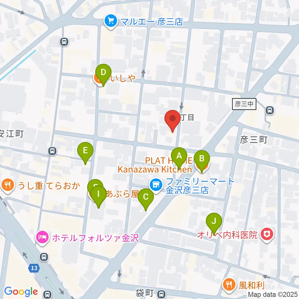 金沢Tsudoh周辺のファミレス・ファーストフード一覧地図