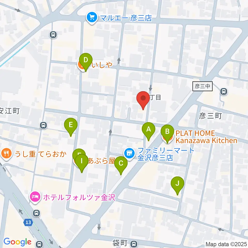 金沢Tsudoh周辺のファミレス・ファーストフード一覧地図