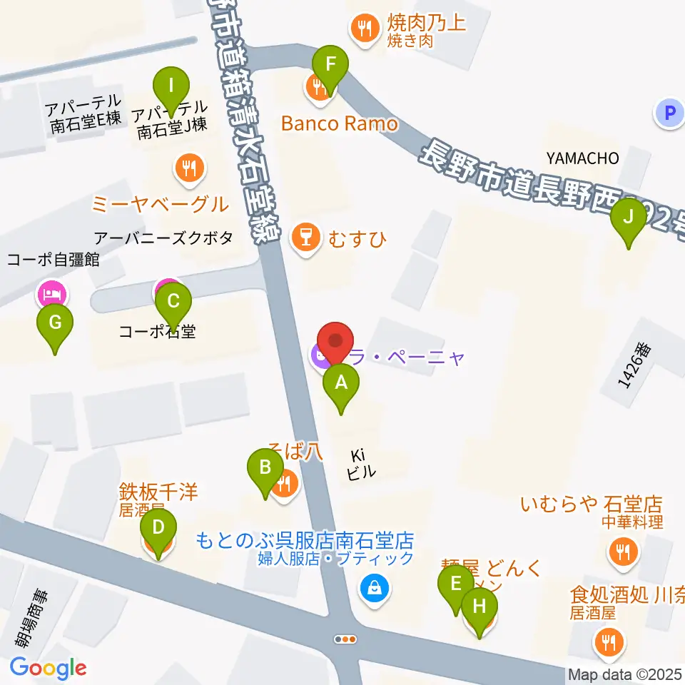 ラ・ペーニャ周辺のファミレス・ファーストフード一覧地図