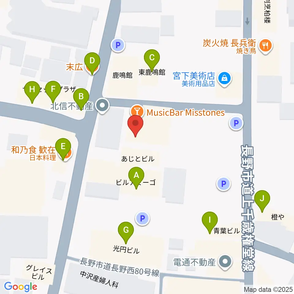 MISSTONES周辺のファミレス・ファーストフード一覧地図