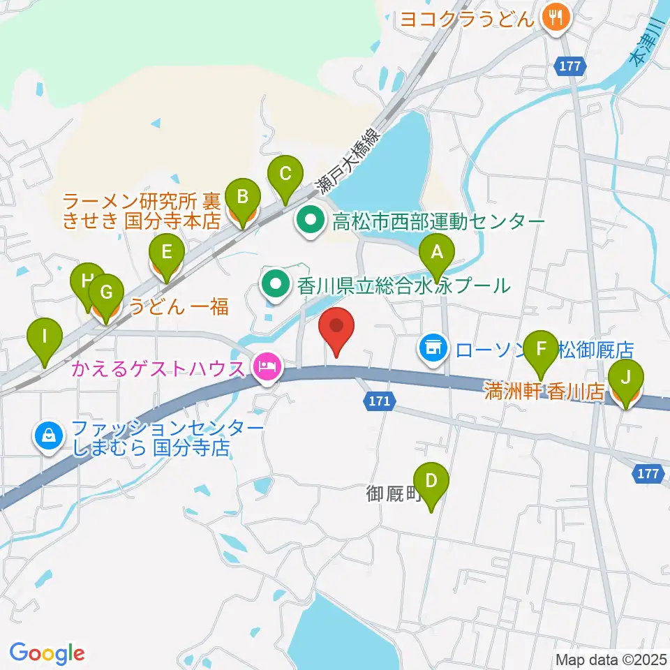 高松 ELEVEN STUDIO周辺のファミレス・ファーストフード一覧地図