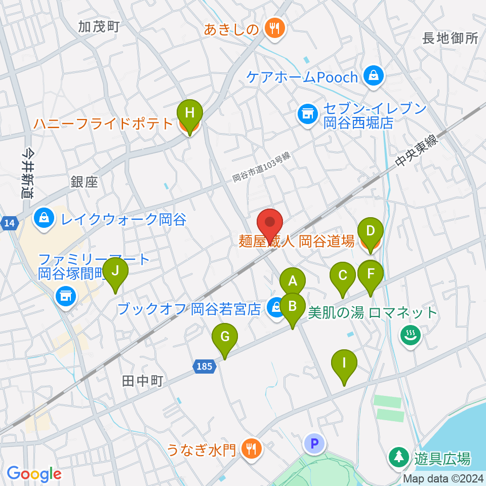 岡谷BAR ASiA周辺のファミレス・ファーストフード一覧地図