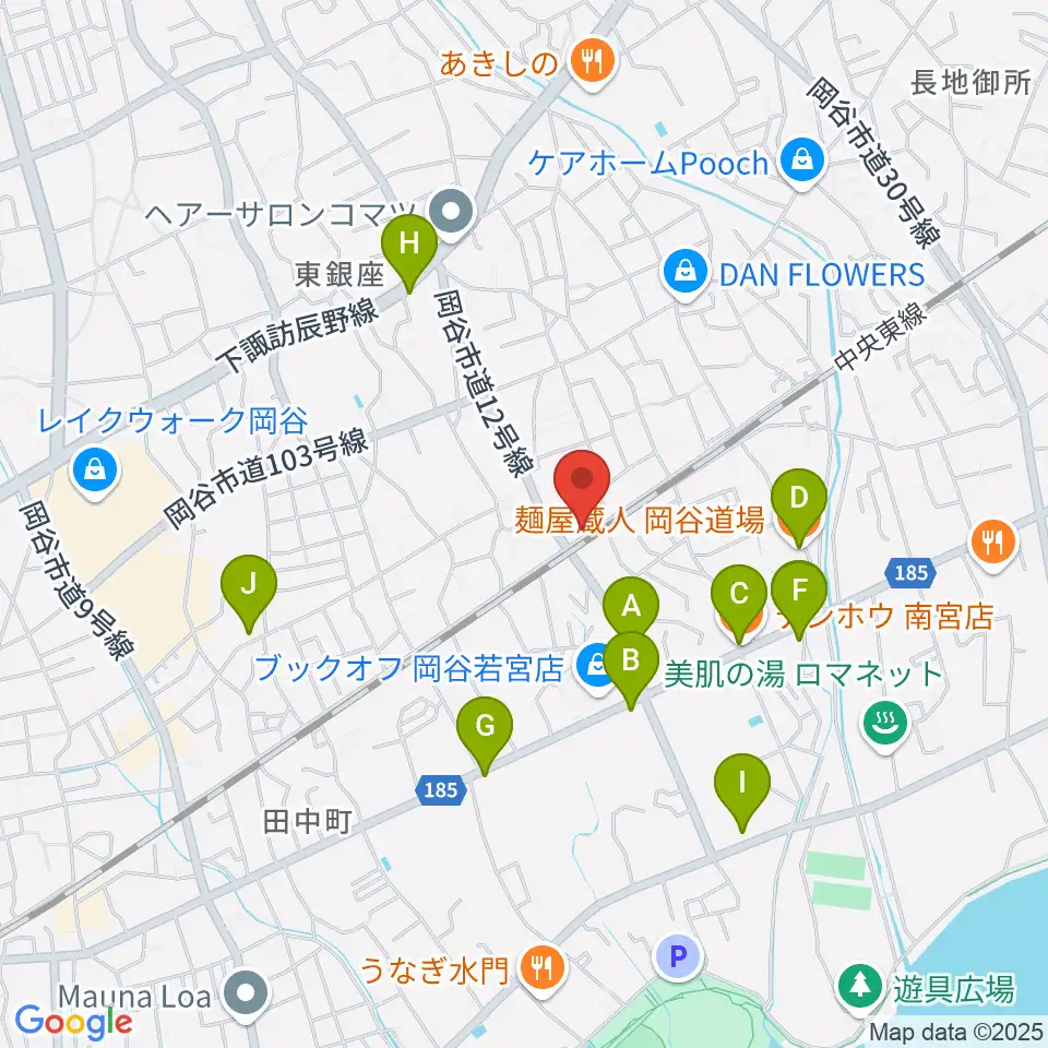 岡谷BAR ASiA周辺のファミレス・ファーストフード一覧地図