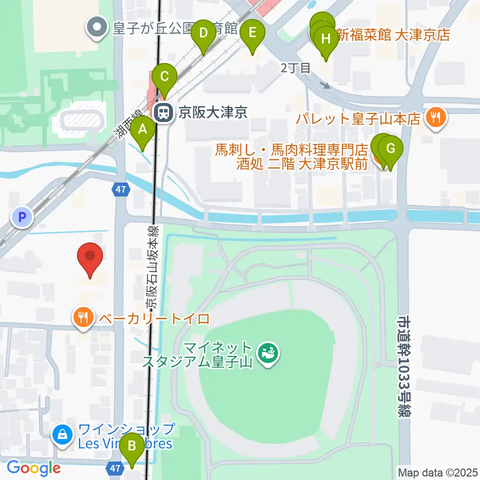 FMおおつ周辺のファミレス・ファーストフード一覧地図