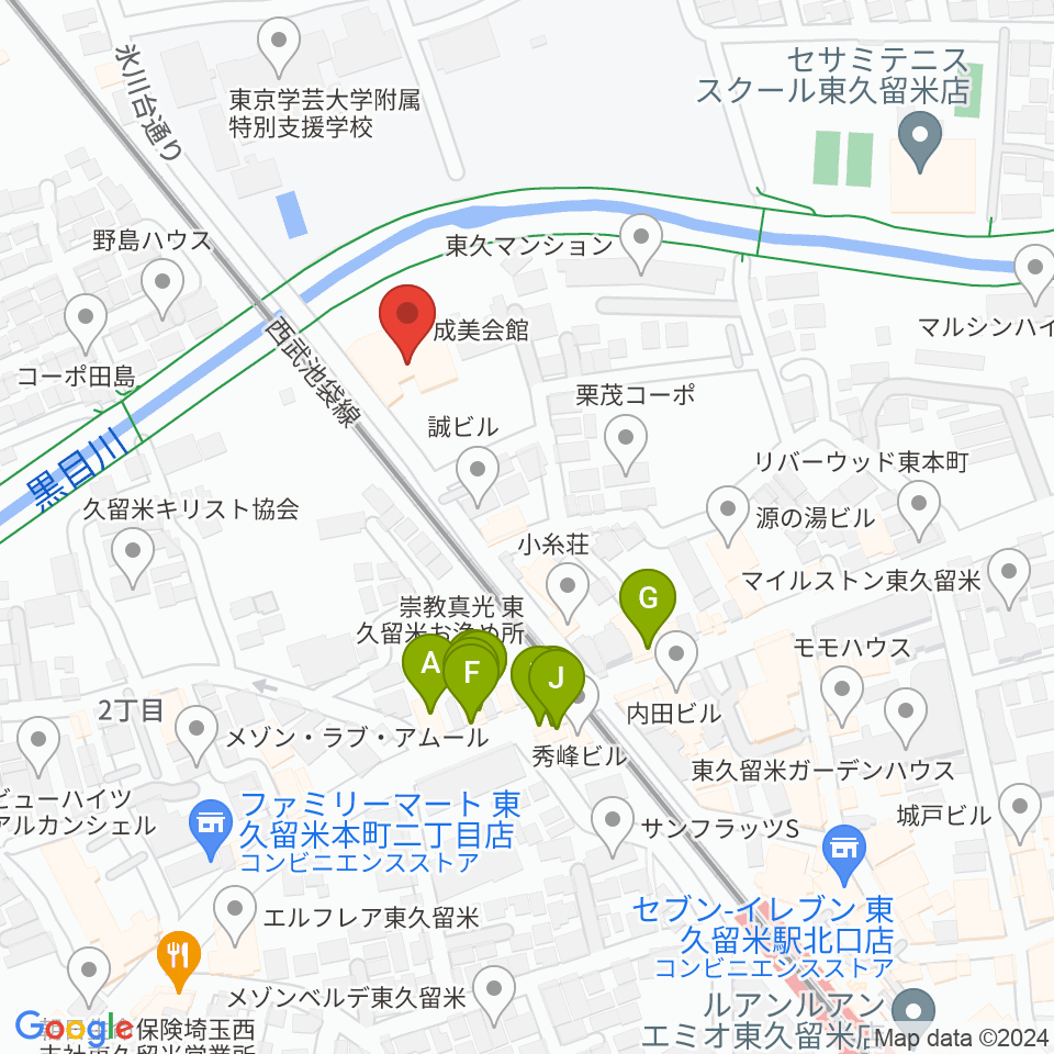 TOKYO854くるめラ周辺のファミレス・ファーストフード一覧地図