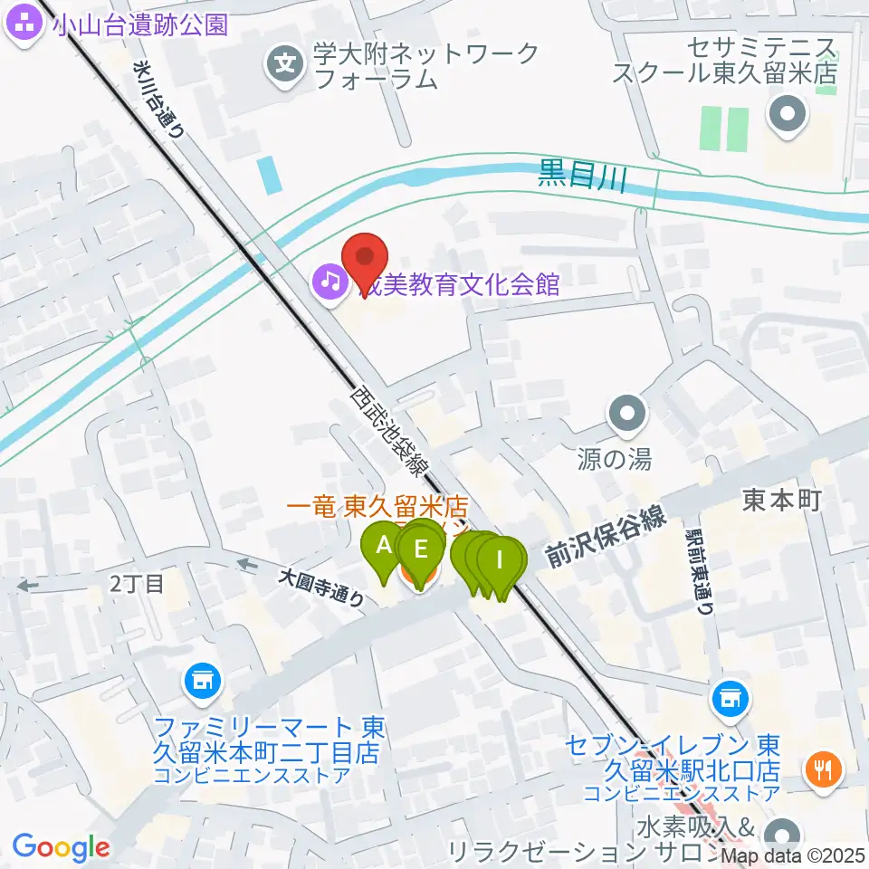 TOKYO854くるめラ周辺のファミレス・ファーストフード一覧地図
